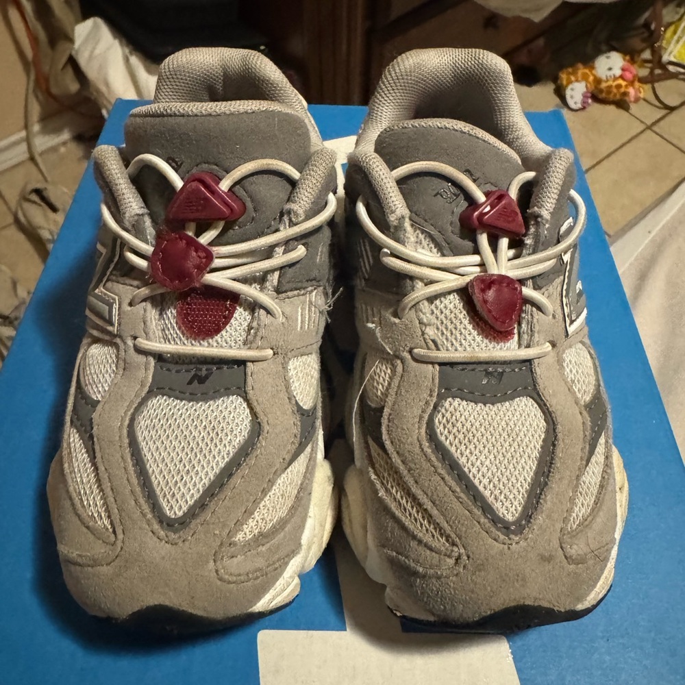 New Balance 9060 Gray and Red Sneakers with Supportive Midsoles